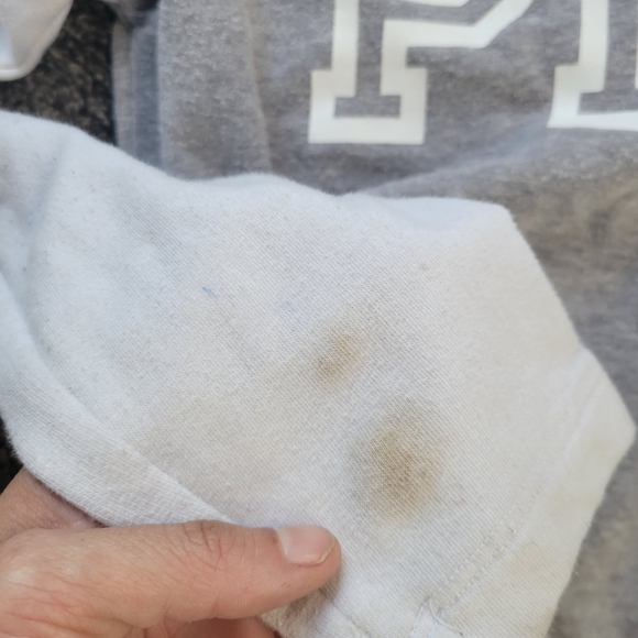 PINK Logo Three-Quarter Zip Up Pull Over Collar Size Gray White Small - Picture 7 of 11